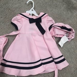 Pink Sailor Dress with Bonnet